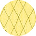 Round Solid Yellow Modern Rug, abs2938yw