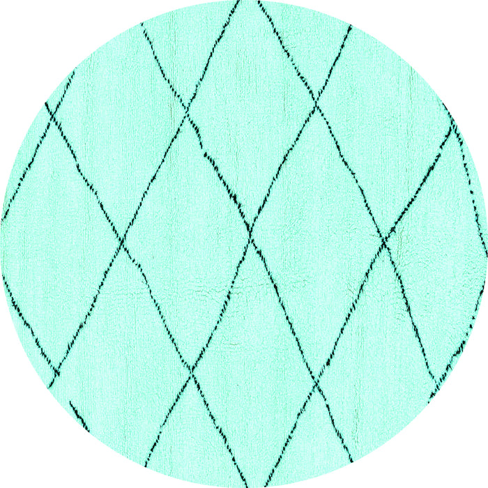 Round Solid Turquoise Modern Rug, abs2938turq