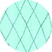 Round Solid Turquoise Modern Rug, abs2938turq