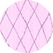 Round Solid Pink Modern Rug, abs2938pnk