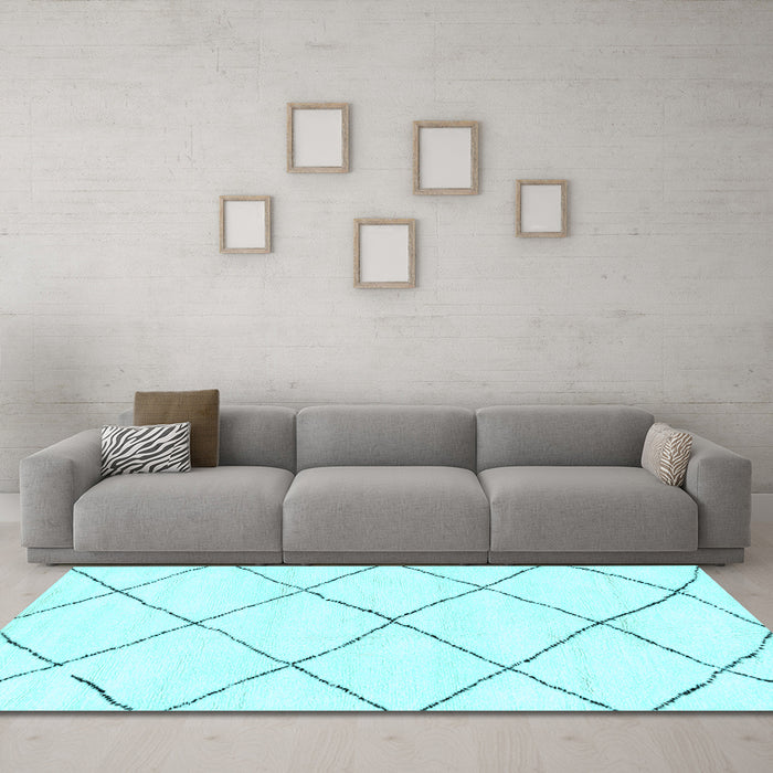 Machine Washable Solid Light Blue Modern Rug in a Living Room, wshabs2938lblu