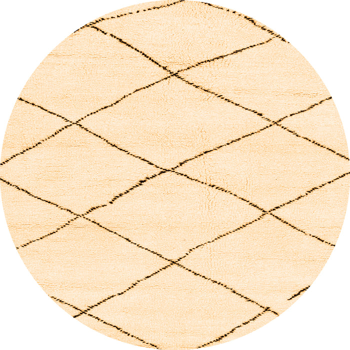 Round Machine Washable Solid Orange Modern Area Rugs, wshabs2938org