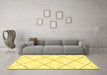 Machine Washable Solid Yellow Modern Rug in a Living Room, wshabs2938yw