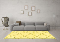 Machine Washable Solid Yellow Modern Rug, wshabs2938yw