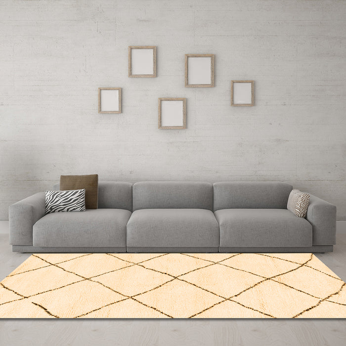 Machine Washable Solid Orange Modern Area Rugs in a Living Room, wshabs2938org