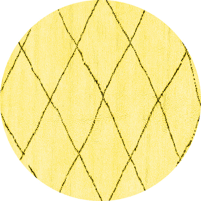 Round Machine Washable Solid Yellow Modern Rug, wshabs2938yw