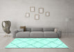 Machine Washable Solid Turquoise Modern Area Rugs in a Living Room,, wshabs2938turq