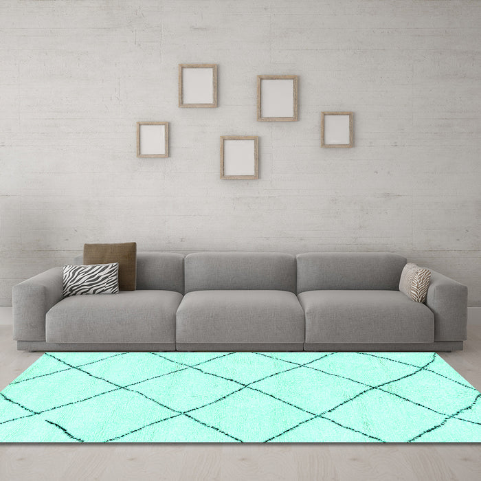 Machine Washable Solid Turquoise Modern Area Rugs in a Living Room,, wshabs2938turq