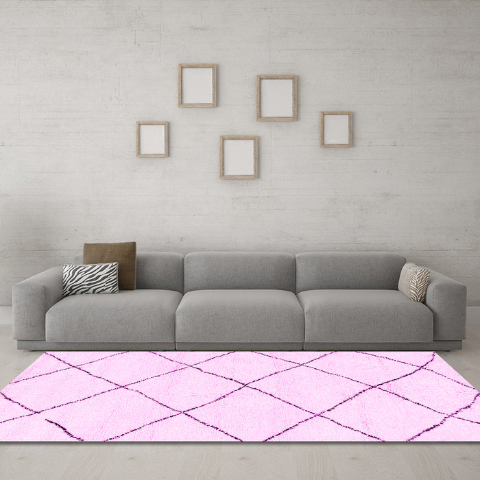 Machine Washable Solid Pink Modern Rug in a Living Room, wshabs2938pnk