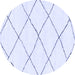 Round Machine Washable Solid Blue Modern Rug, wshabs2938blu