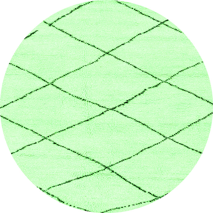 Round Machine Washable Solid Green Modern Area Rugs, wshabs2938grn