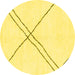 Round Solid Yellow Modern Rug, abs2939yw