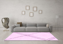 Machine Washable Solid Pink Modern Rug in a Living Room, wshabs2939pnk