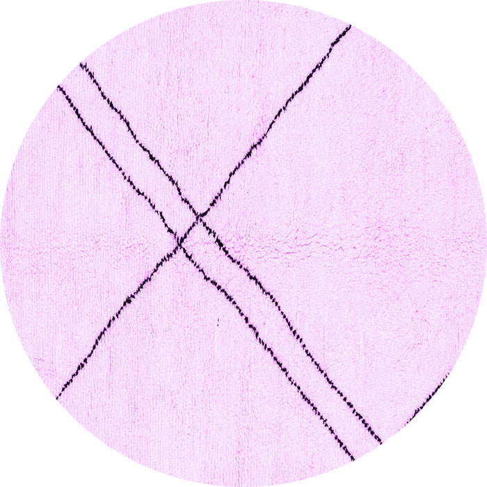 Round Machine Washable Solid Purple Modern Area Rugs, wshabs2939pur