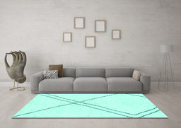 Machine Washable Solid Turquoise Modern Area Rugs in a Living Room,, wshabs2939turq