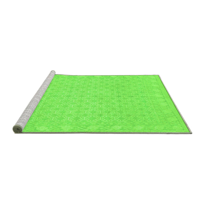 Sideview of Machine Washable Oriental Green Modern Area Rugs, wshabs293grn