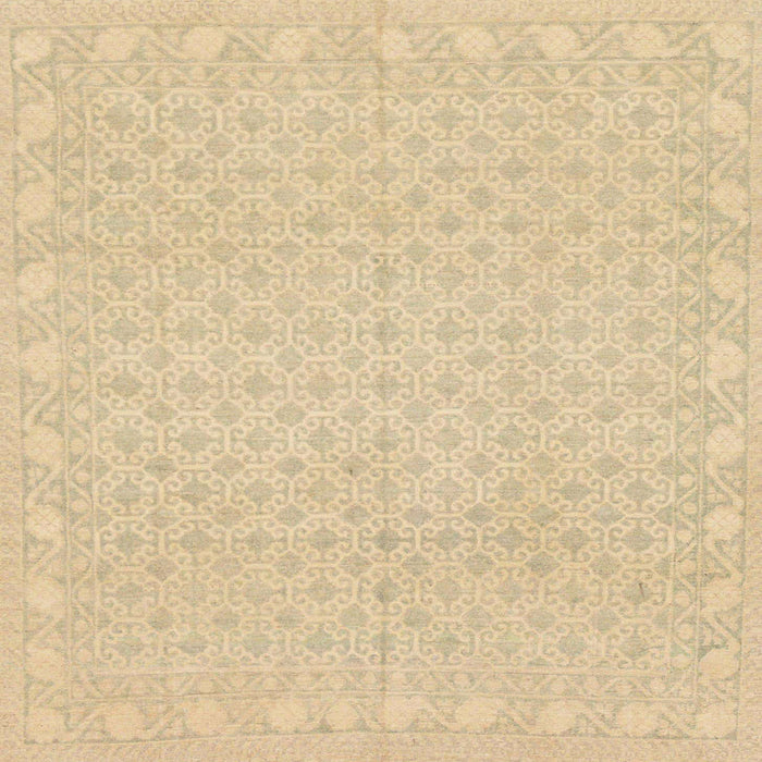 Square Abstract Yellow Oriental Rug, abs293