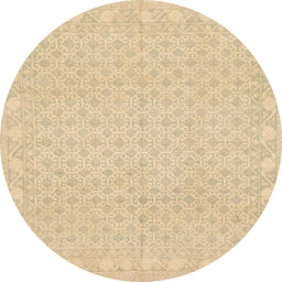 Round Abstract Yellow Oriental Rug, abs293
