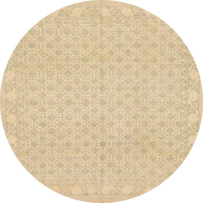 Round Abstract Yellow Oriental Rug, abs293