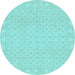 Round Machine Washable Oriental Light Blue Modern Rug, wshabs293lblu