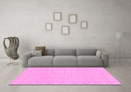 Machine Washable Oriental Pink Modern Rug in a Living Room, wshabs293pnk