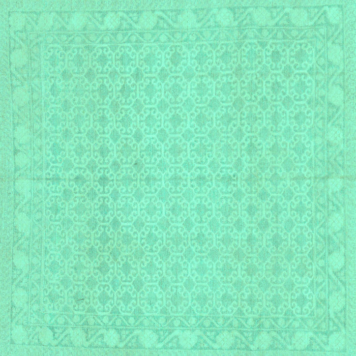 Square Machine Washable Oriental Turquoise Modern Area Rugs, wshabs293turq