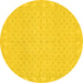 Round Machine Washable Oriental Yellow Modern Rug, wshabs293yw