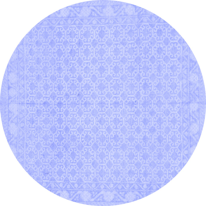 Round Machine Washable Oriental Blue Modern Rug, wshabs293blu