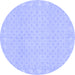 Round Machine Washable Oriental Blue Modern Rug, wshabs293blu