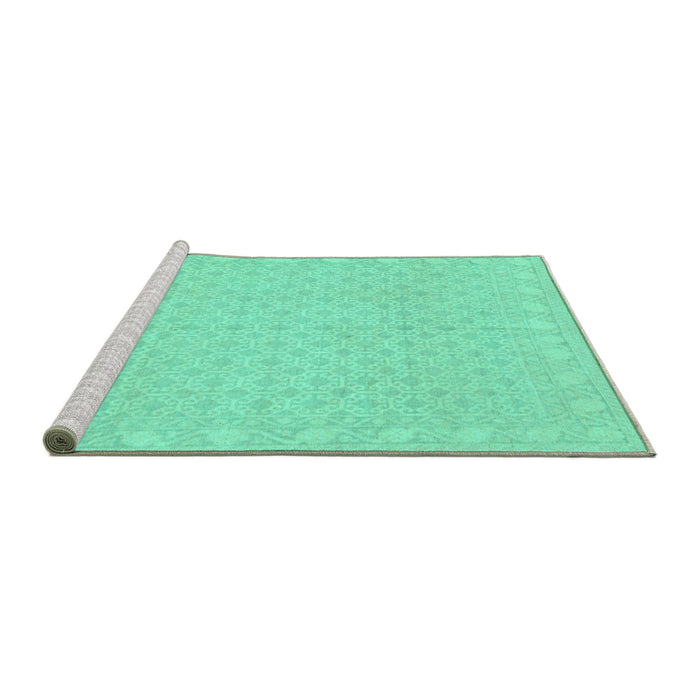 Sideview of Machine Washable Oriental Turquoise Modern Area Rugs, wshabs293turq