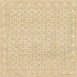 Square Machine Washable Abstract Yellow Rug, wshabs293