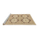 Sideview of Machine Washable Abstract Brown Gold Rug, wshabs294