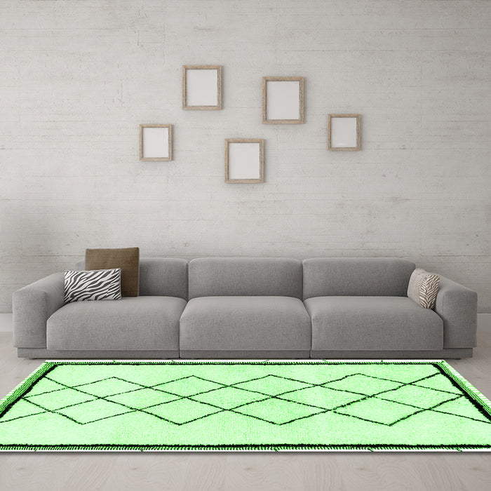 Machine Washable Solid Green Modern Area Rugs in a Living Room,, wshabs2940grn
