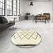 Round Abstract Sand Brown Solid Rug in a Office, abs2940