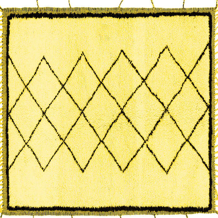 Square Solid Yellow Modern Rug, abs2940yw