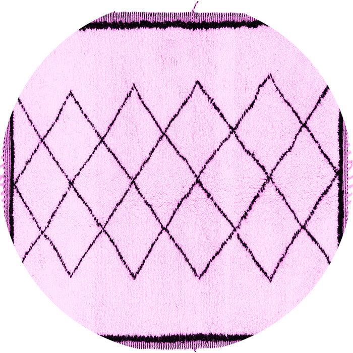 Round Machine Washable Solid Pink Modern Rug, wshabs2940pnk