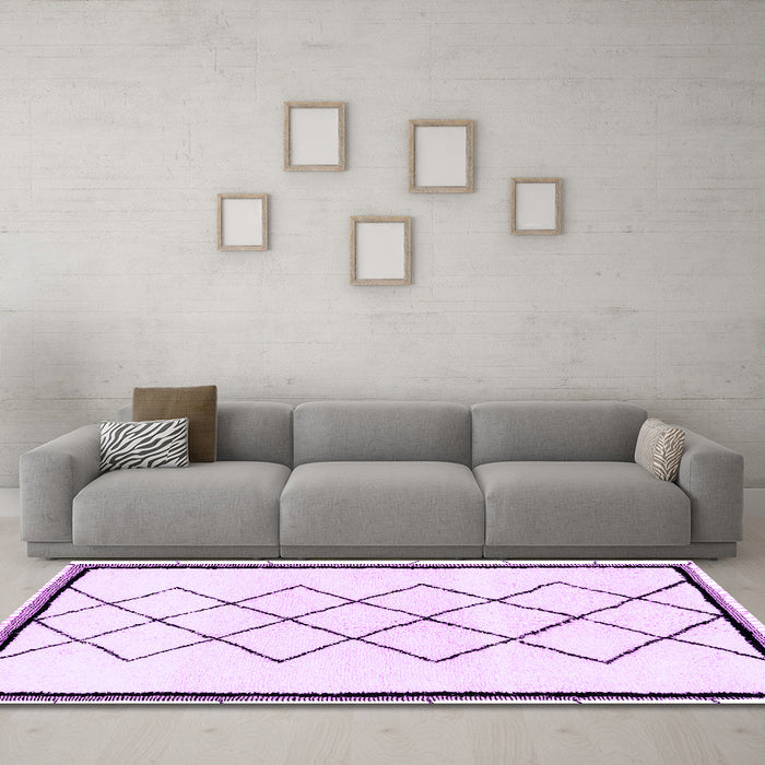 Machine Washable Solid Purple Modern Area Rugs in a Living Room, wshabs2940pur