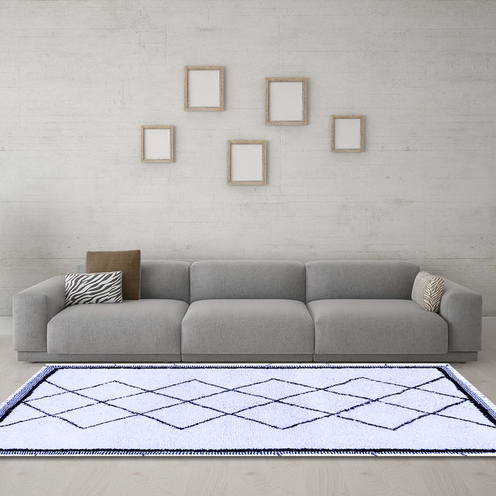 Machine Washable Solid Blue Modern Rug in a Living Room, wshabs2940blu