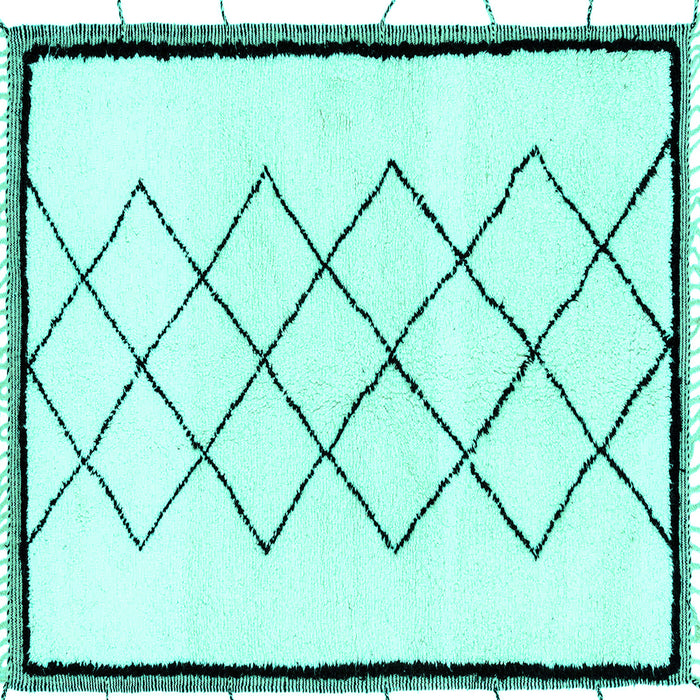 Square Solid Turquoise Modern Rug, abs2940turq