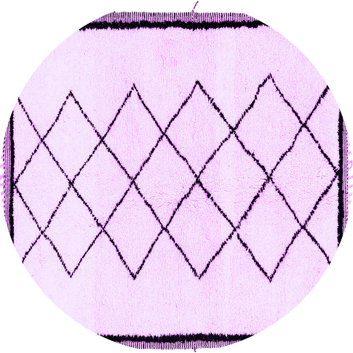 Round Machine Washable Solid Purple Modern Area Rugs, wshabs2940pur