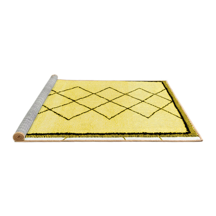 Sideview of Machine Washable Solid Yellow Modern Rug, wshabs2940yw