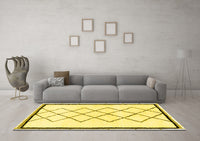 Machine Washable Solid Yellow Modern Rug, wshabs2940yw