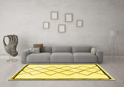 Machine Washable Solid Yellow Modern Rug in a Living Room, wshabs2940yw
