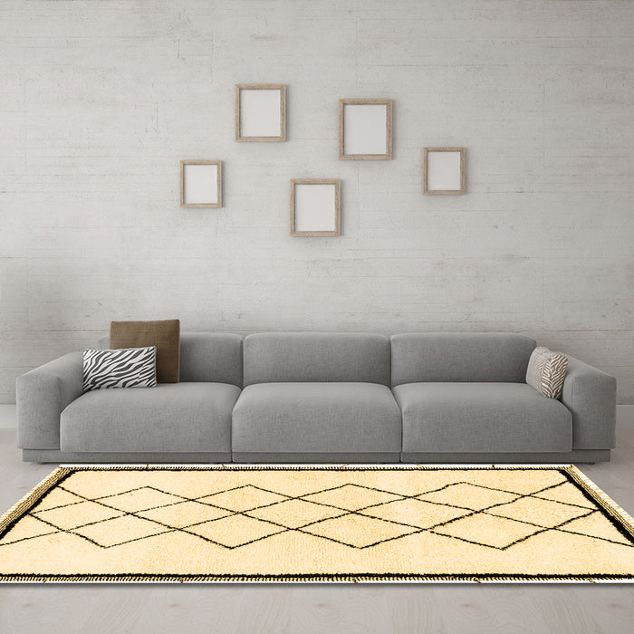 Machine Washable Solid Brown Modern Rug in a Living Room,, wshabs2940brn