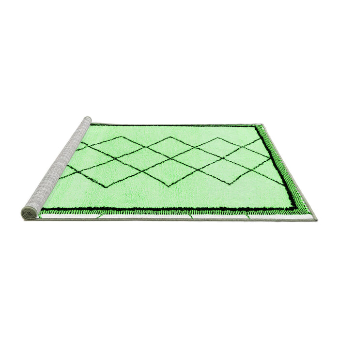 Sideview of Machine Washable Solid Green Modern Area Rugs, wshabs2940grn