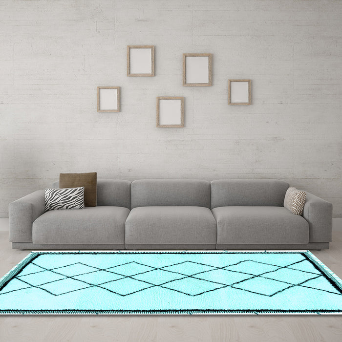 Machine Washable Solid Light Blue Modern Rug in a Living Room, wshabs2940lblu