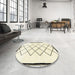 Round Machine Washable Abstract Sand Brown Rug in a Office, wshabs2940