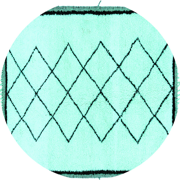 Round Machine Washable Solid Turquoise Modern Area Rugs, wshabs2940turq