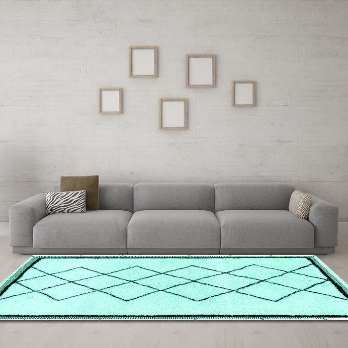 Machine Washable Solid Turquoise Modern Area Rugs in a Living Room,, wshabs2940turq