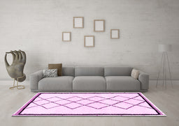 Machine Washable Solid Pink Modern Rug in a Living Room, wshabs2940pnk